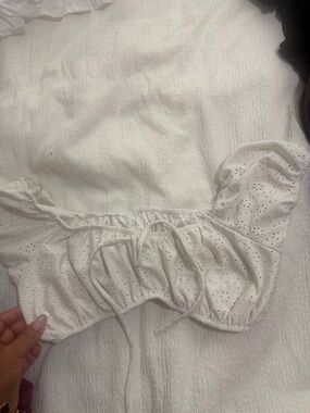 White  Crop Top with Tie Front